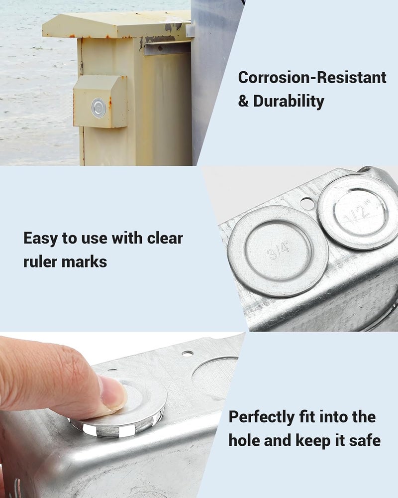 LITGURU 12 Pcs 1 inch Knockout Seal Electrical Box Knockout Plugs Removable Seals for Conduit Pipe Assorted Sizes to Suitable Unused Electrical Box Openings - Image 3